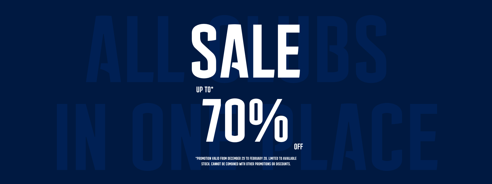 Sales with discounts up to 70% on football shirts.